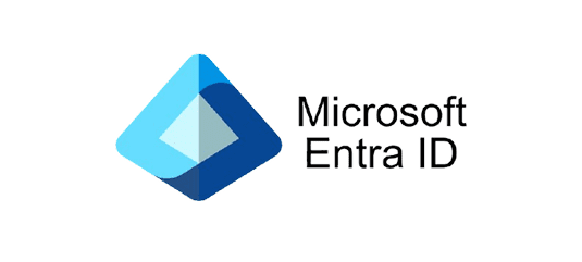 Microsoft Entra ID logo featuring a blue diamond-shaped icon next to the text "Microsoft Entra ID".