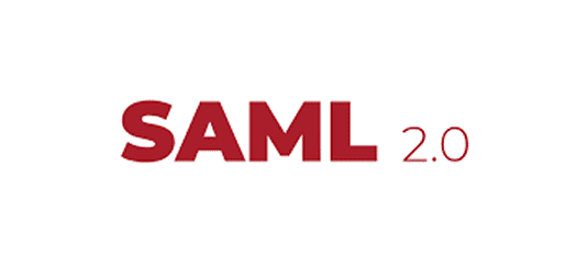 The text "SAML 2.0" in bold red letters against a white background.