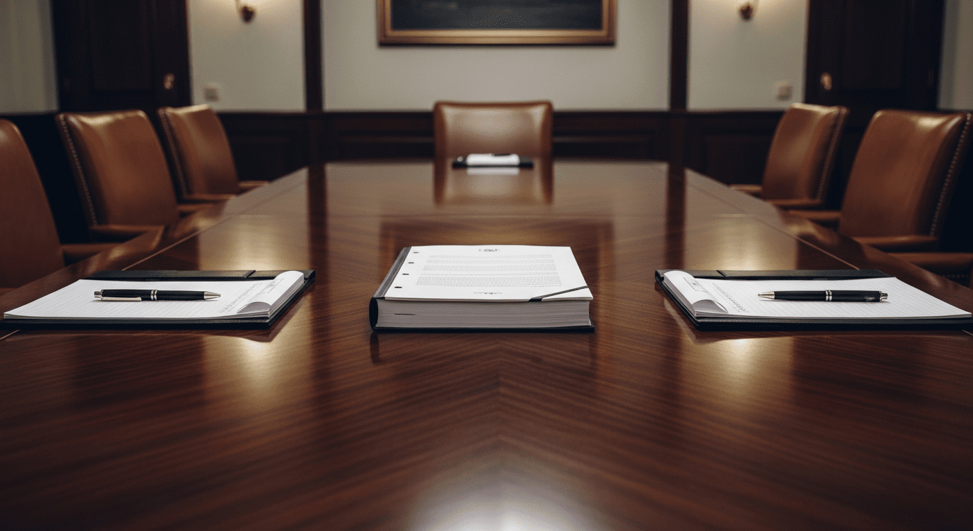 Enterprise agreement document with union and employer representatives' chairs