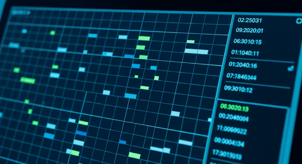 Digital screen showing a randomised employee selection algorithm with audit trail