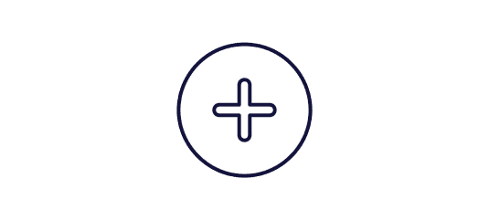 Dark blue outline of a plus sign inside a circle, representing an add or create action.