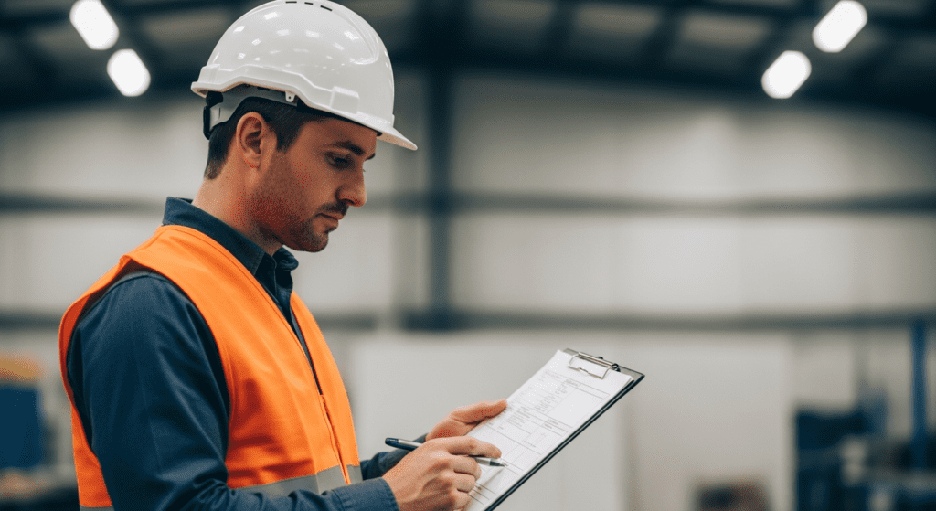 Supervisor receiving a simple fit or unfit notification on a clipboard