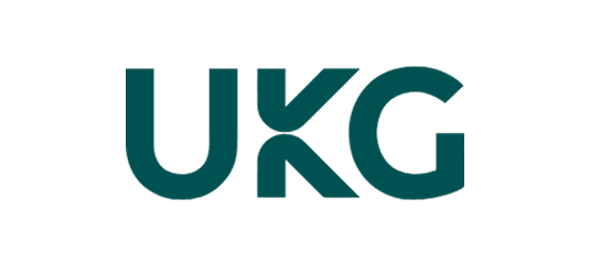 Dark teal UKG corporate logo on a white background.